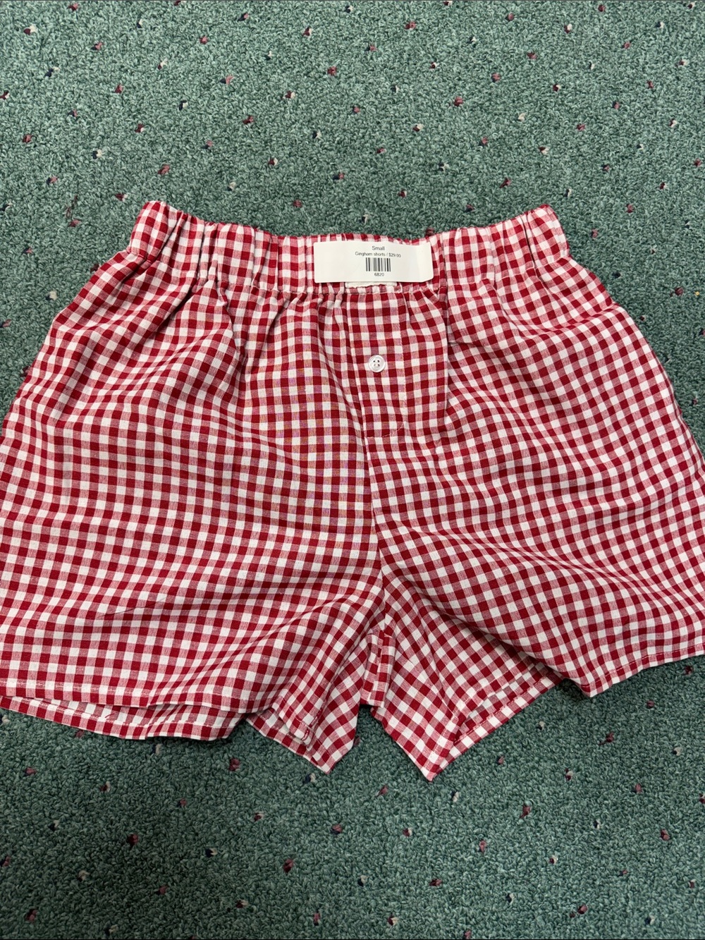 Red Gingham Elastic Waist Women’s Shorts
